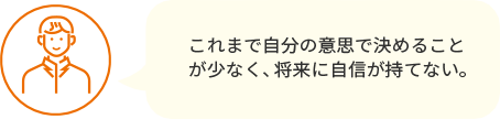 これまで自分の意思で決めることが少なく、将来に自信が持てない。